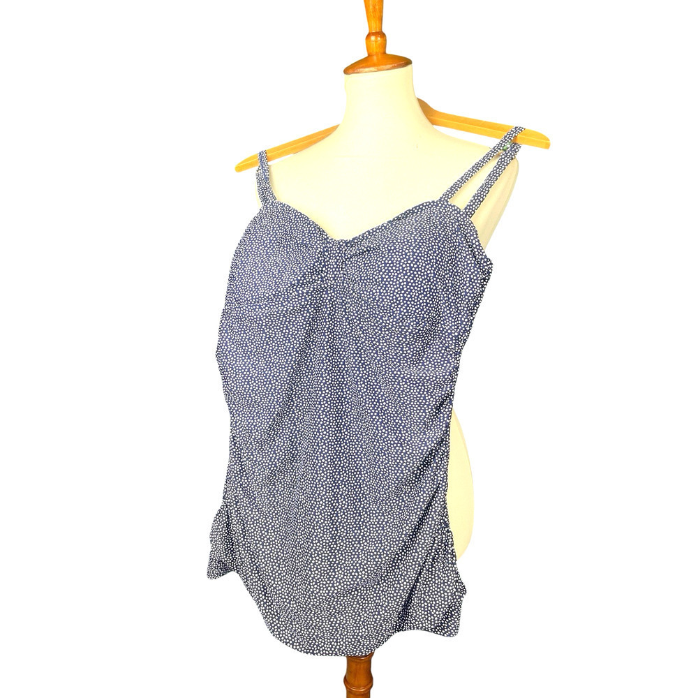 Shore Shapes Blue Tankini Swimsuit Women Size 12 Sweetheart Neckline Ruched Side